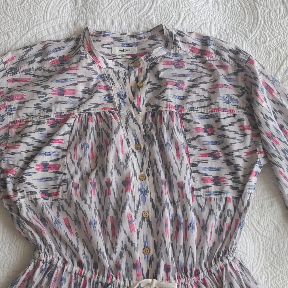ISABEL MARANT Étoile Lehana Long Sleeve Ikat Romper - Picture 6 of 11